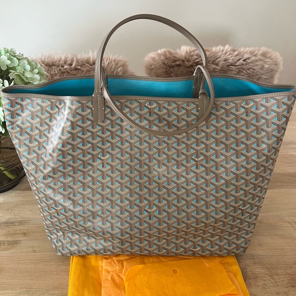 Goyard Handbags - Rare Goyard GM Limited Edition Turquoise blue and Greige St Louis Tote Bag